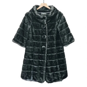 BB Dakota Vintage Inspired Faux Fur 3/4 Sleeve Black Gray Coat  Size Small